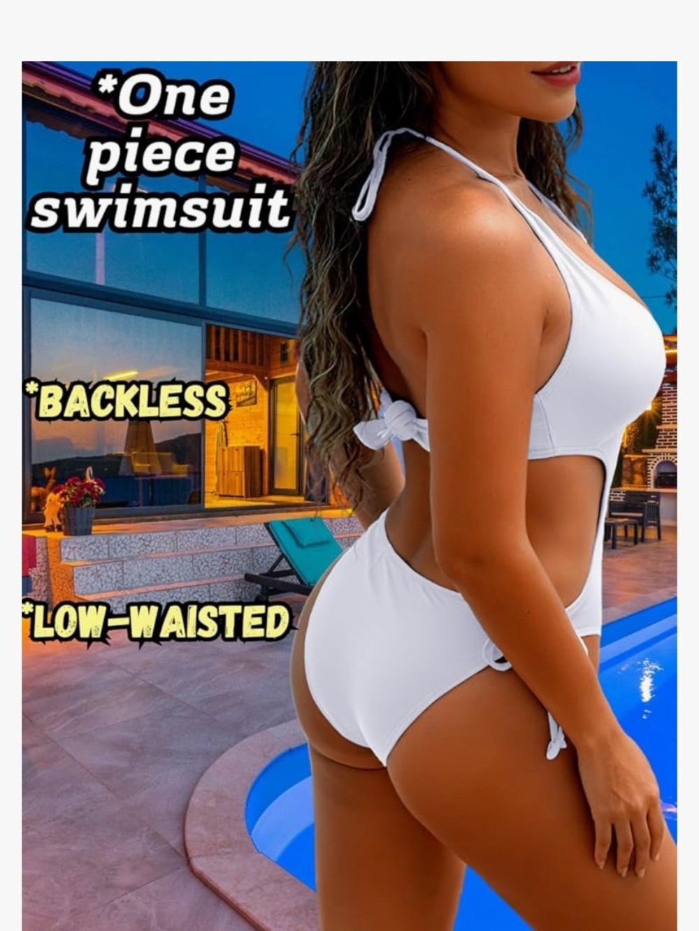 NWOT Size M White Monokini, Sexy Cut-Out Cheeky High-Cut Low Back One Piece